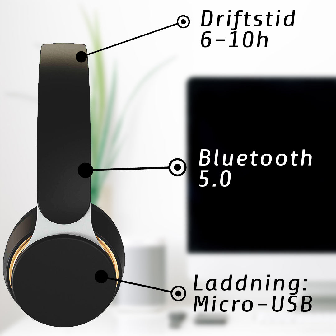 
              Kuura Bass trådlösa hörlurar, Svart