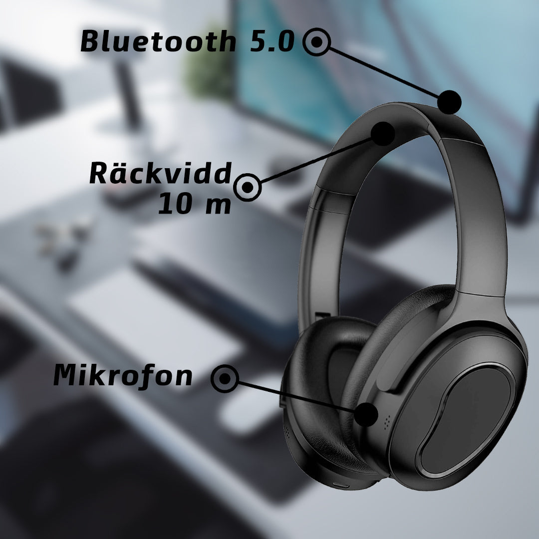 
              Kuura Bass Pro around-ear brusreducerande trådlösa hörlurar