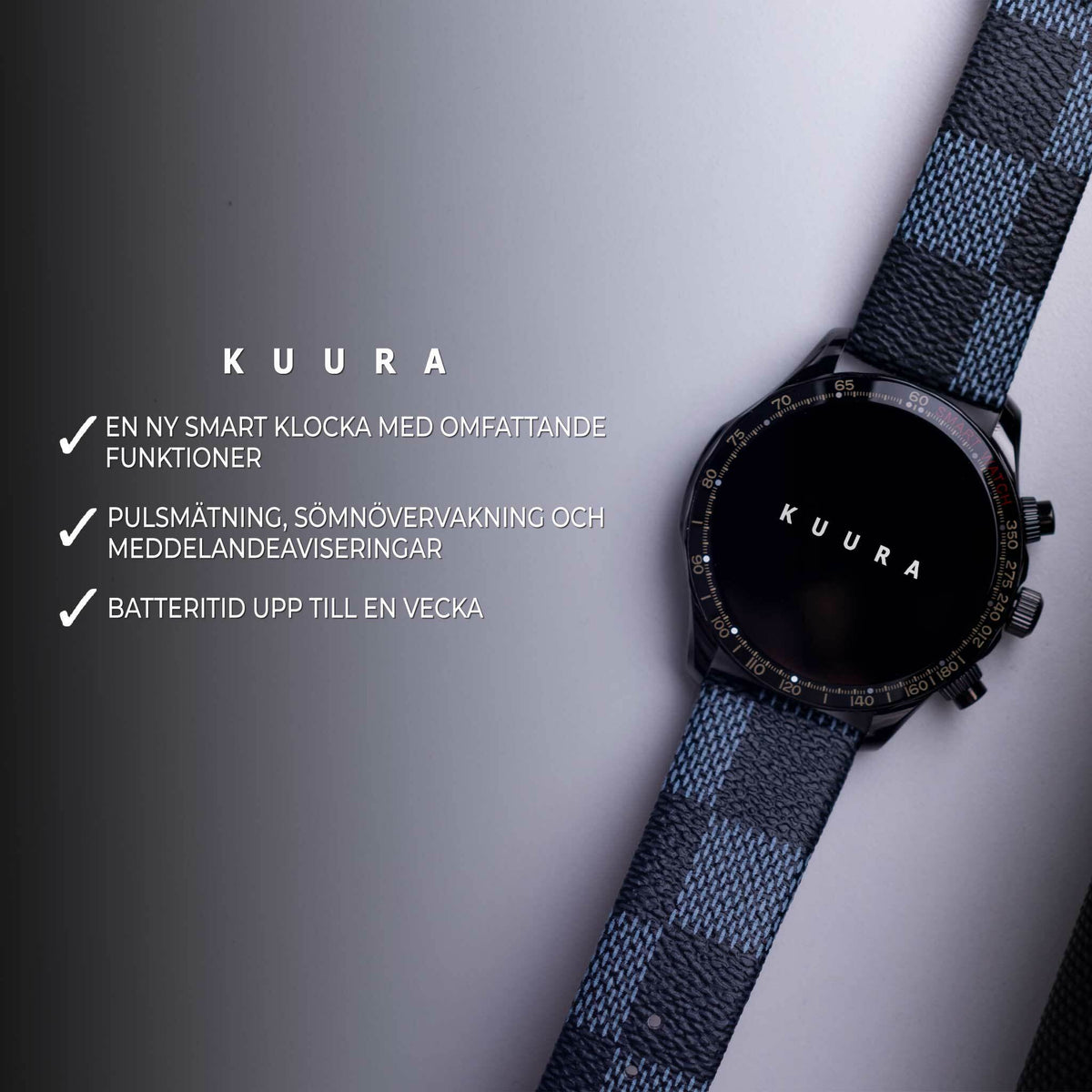 
              Kuura Smartwatch FM1 V3, Svart