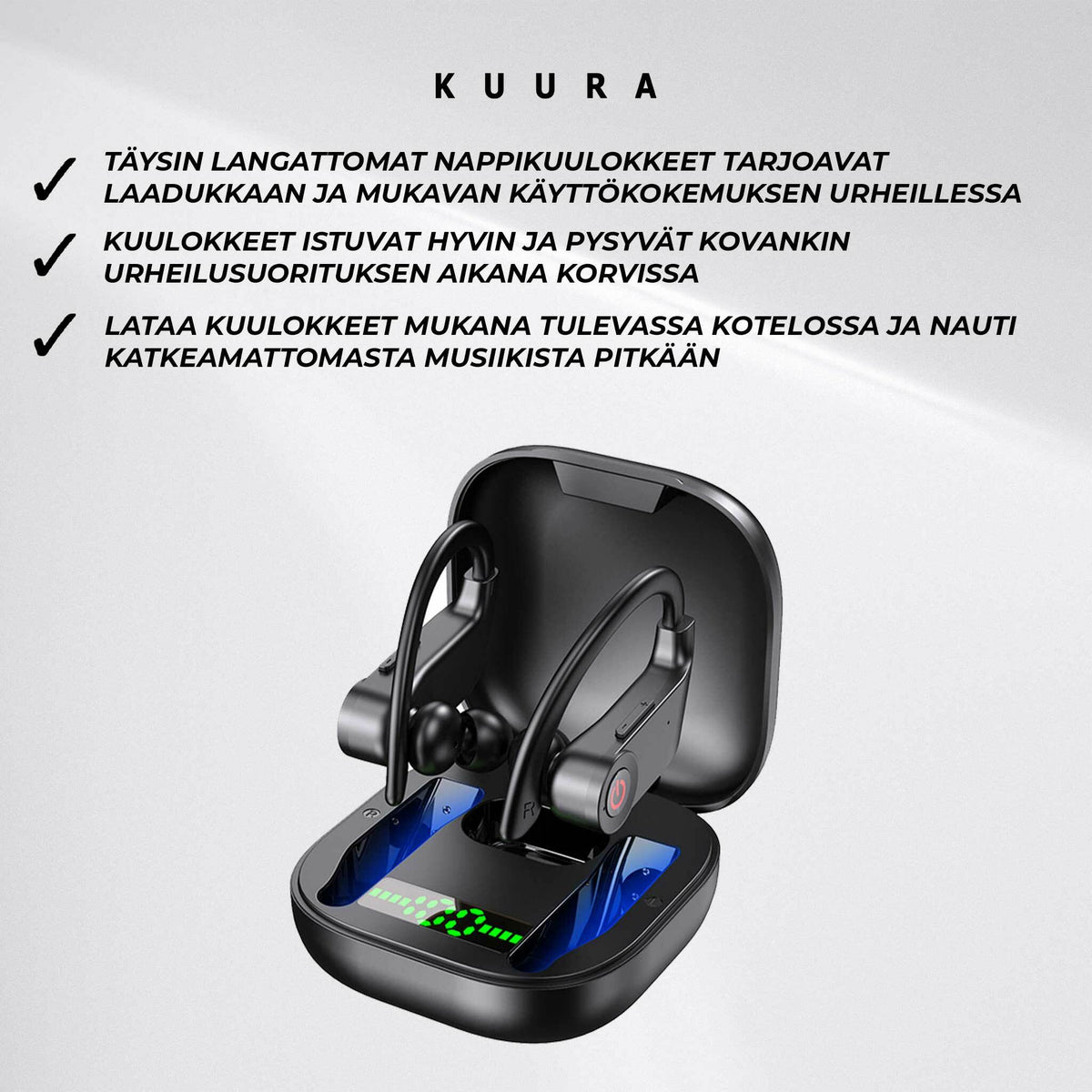 
              Kuurapods Sport V2 - langattomat nappikuulokkeet
