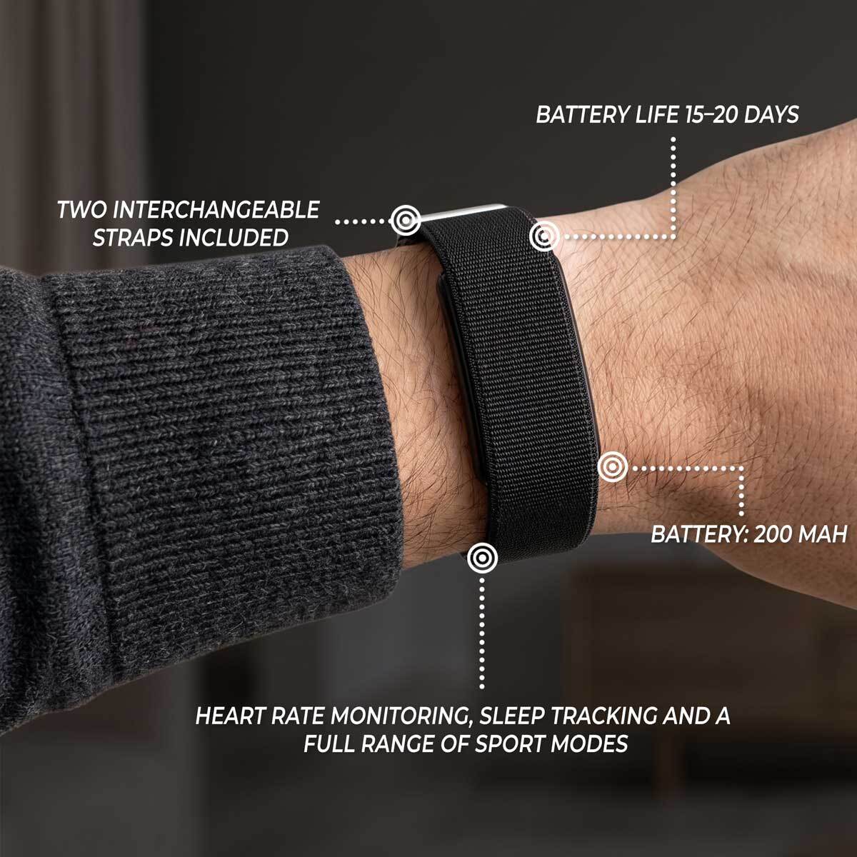
              Kuura Fitness Tracker A4, Black