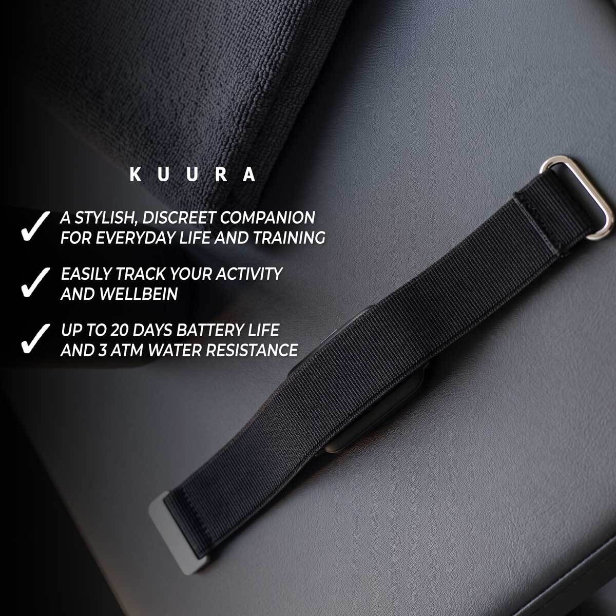 
              Kuura Fitness Tracker A4, Black