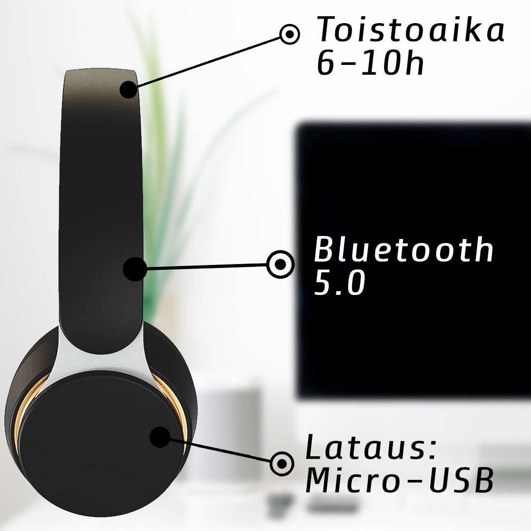 
              Kuura Bass langattomat kuulokkeet, Musta